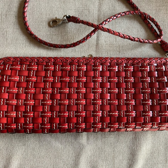 Vintage Elliott Luca Leather Woven Clutch Bag in Red - Picture 4 of 16